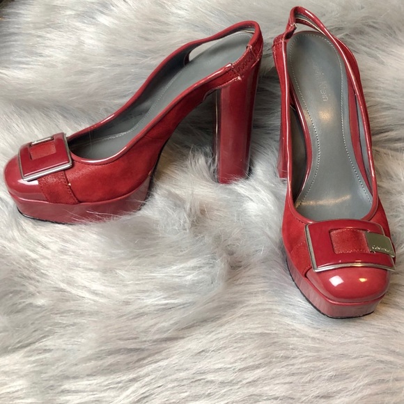Calvin Klein red buckle heel sling backs - Picture 7 of 7